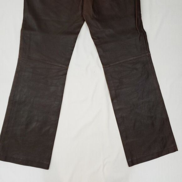 St. John High Rise Bootcut Brown Leather Pants 10 Western Cowgirl - Picture 14 of 15
